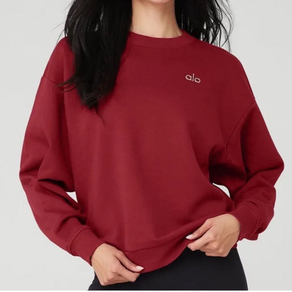 ALO Yoga Red Crew Neck Sweater